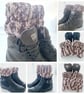 Boot Cuffs Harvest Moon, Brown Pink & Cream Ankle Warmers, One Size. - Image 7