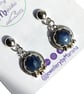 Sterling Silver Earrings with Natural Sapphire Rose Cut Gemstones Jewellery Gift - Image 3