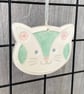 Ceramic Cat decoration turquoise - Image 2