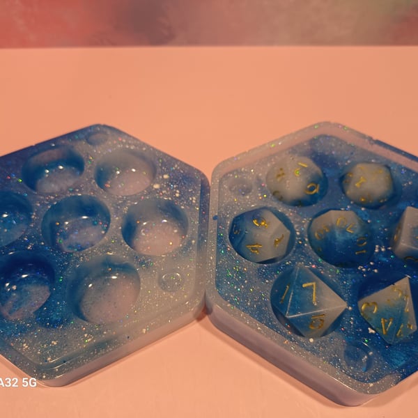 Blue and White Dice Set