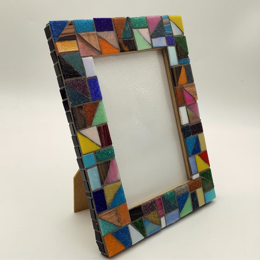 Multicolour rainbow mosaic picture frame photo frame. Mosaic frames for pictures