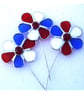 Flower Stained Glass Plant Stick Suncatcher red white and blue - Image 3