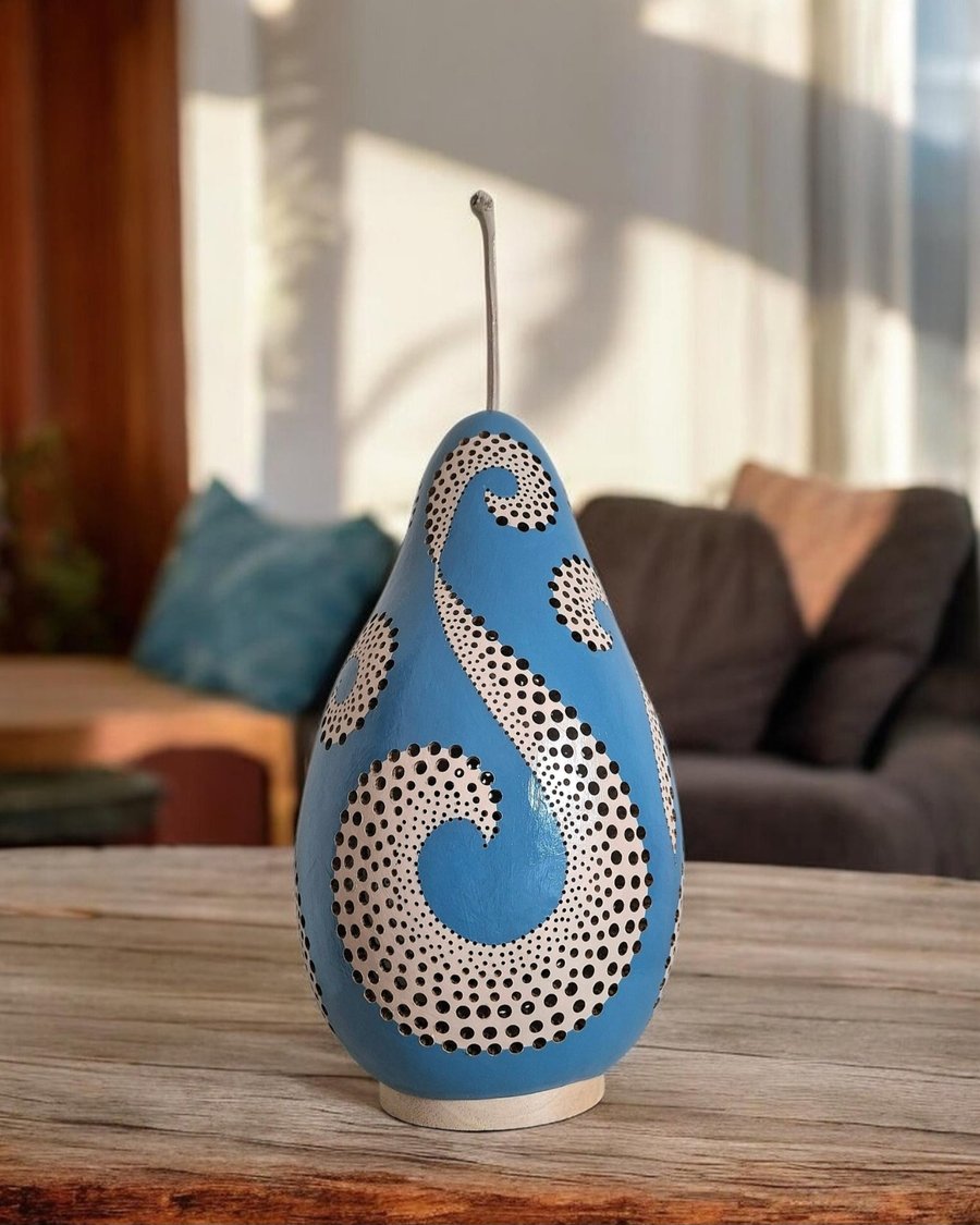 Slate Blue Swirls Gourd Lamp