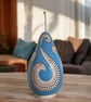 Slate Blue Swirls Gourd Lamp - Image 1