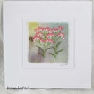 HAND EMBROIDERED HAND DYED GREETINGS CARD FLORAL ACHILLEA