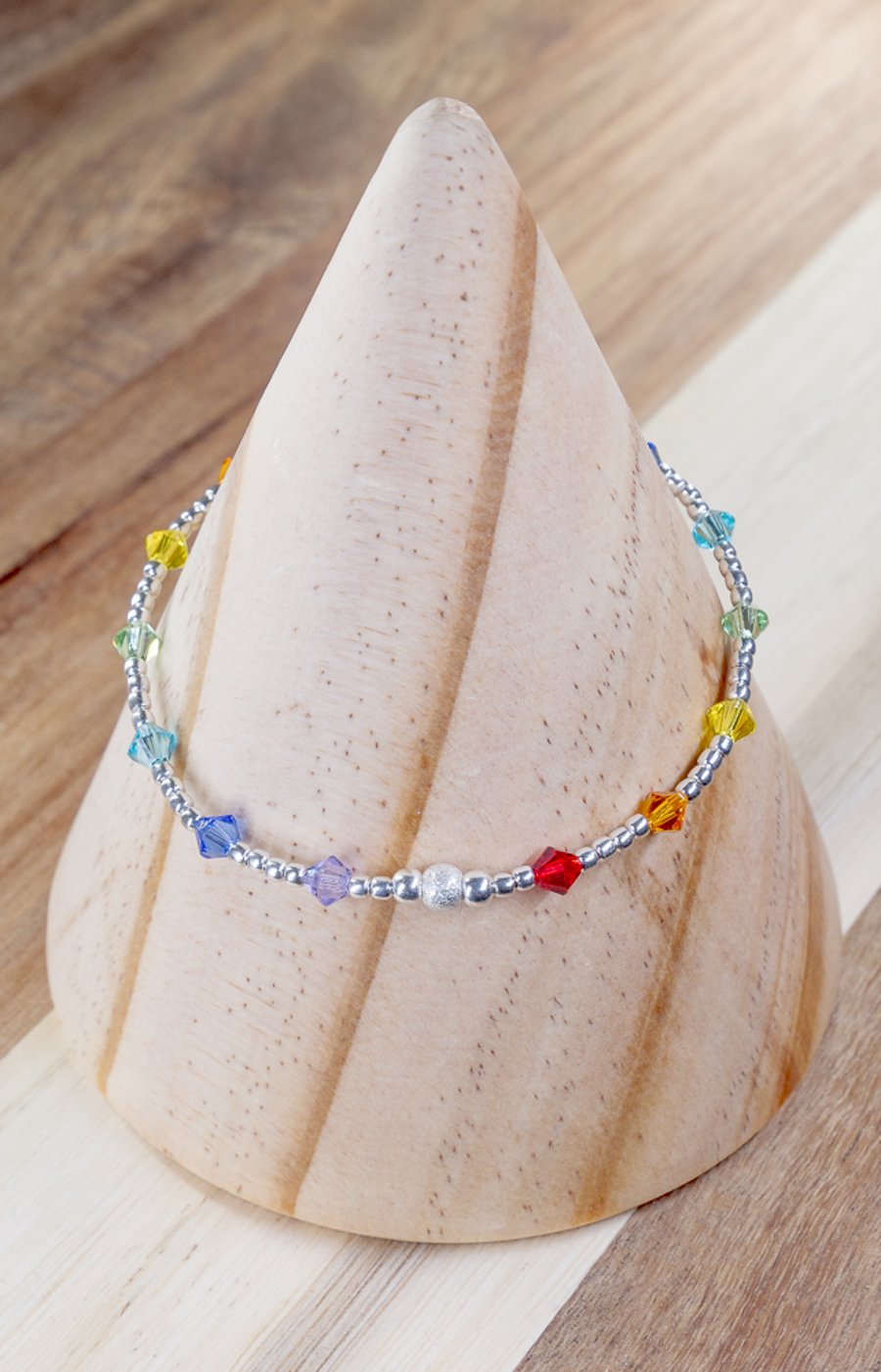 Custom order for Mandy-sterling silver and Swarovski rainbow bracelet