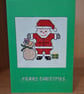 Handmade Cross Stitch Santa & Present Sack Christmas Card – 6 x 4 Inch - Image 2