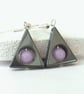 Hematite and lavender jade triangular earrings - Image 4