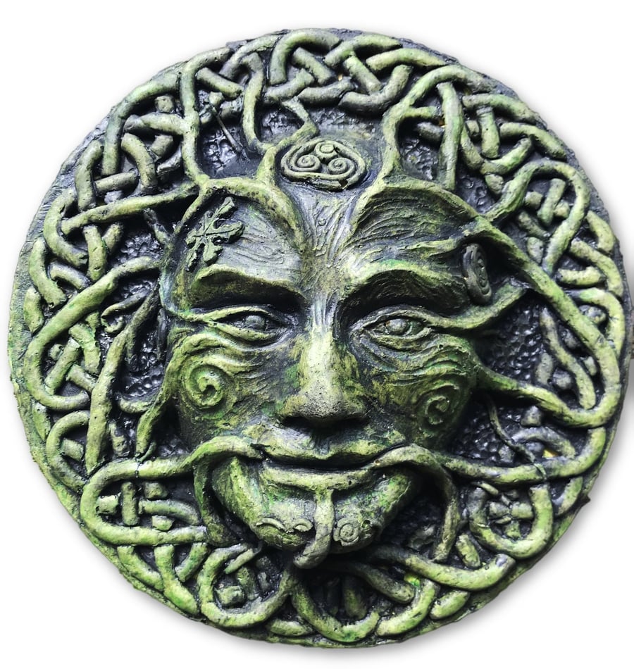 Winter Celtic Green Man Plaque plus Free Pocket Green Man