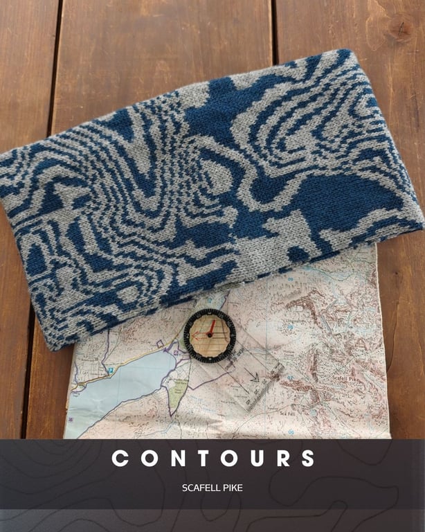 Scafell Pike Contour Cowl, Denim Blue Merino Wool Neck Warmer, Lake District