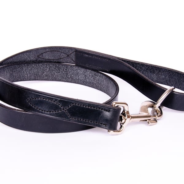 Leather dog lead with ring - 1" width