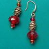 Red Crystal and Tibetan Silver Drop Earrings