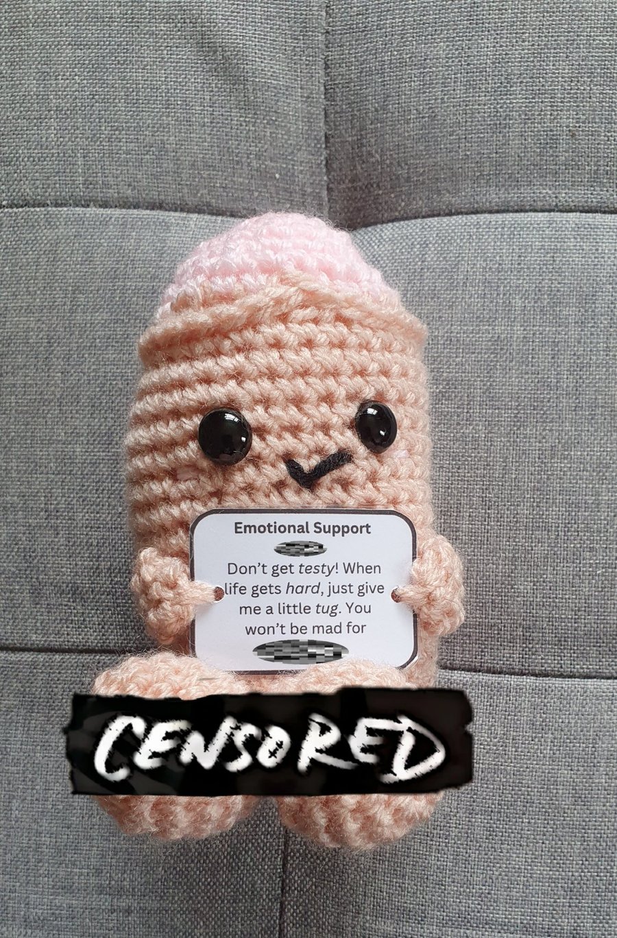 Crochet Emotional Support Willy – Handmade Funny Gift, Soft Novelty Toy