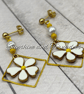 Gold Floral Pearl Earrings with Faux Pearl Beads – Handmade Jewellery - Image 5