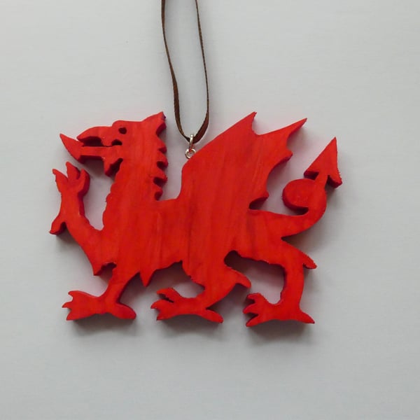 Unique Wooden Red Welsh Dragon Christmas Tree Decoration