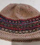 Handknit chunky wool hat and cowl set blue rust - Image 8