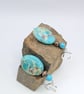 Terra Adorn  Artisan Blue Snake Skin Jasper, Dzi Agate & Turquoise earrings - Image 2
