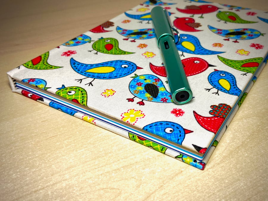 A5 Hardback Notebook with full cloth bird design cover