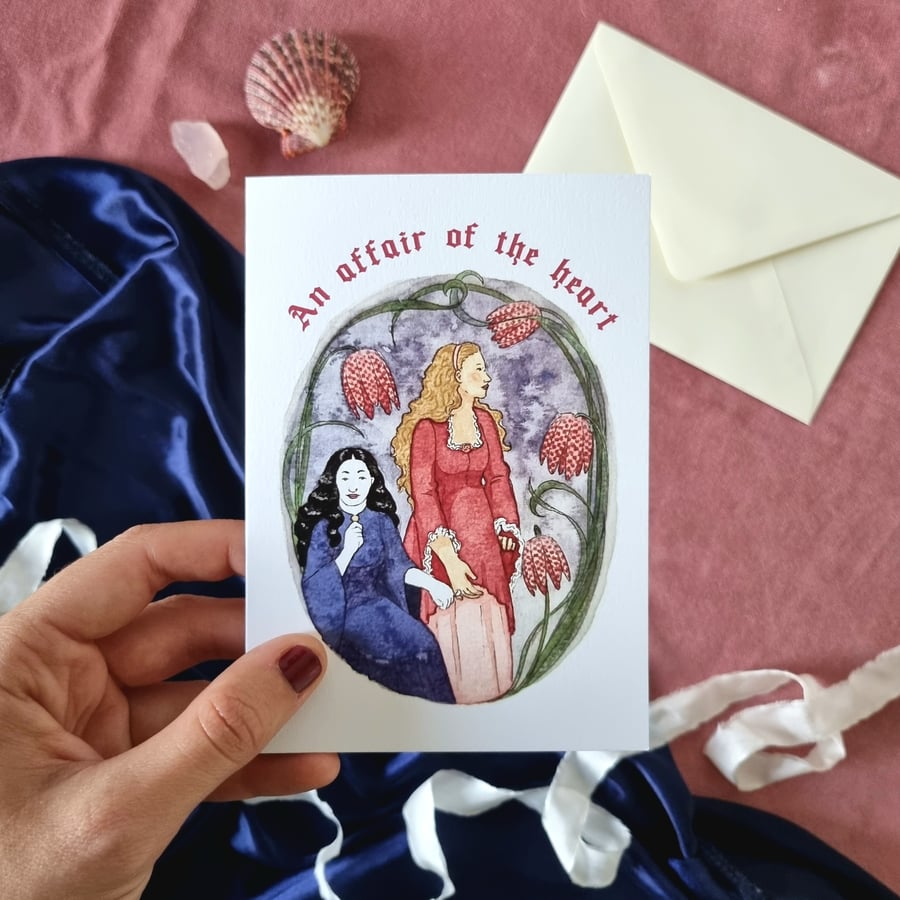 Carmilla watercolour greetings cards, vampire romance, halloween prints