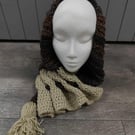 Hand crochet toggle scarf  snood, browns