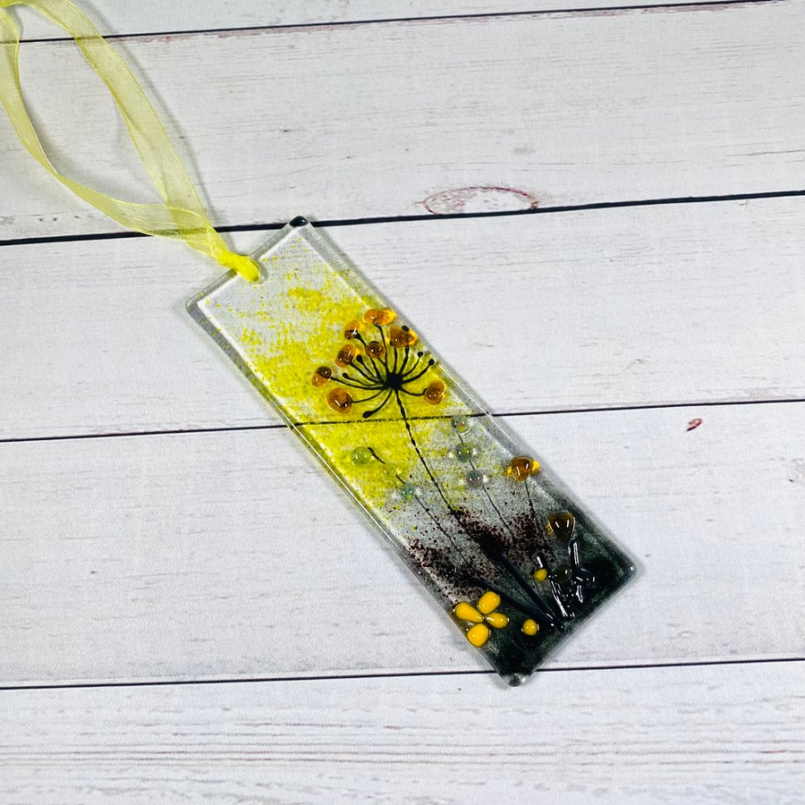 Fused glass sunrise meadow glass hanging