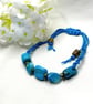 Blue Agate & Bronze Bracelet