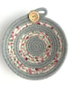 Small Grey Rope Bowl with Pink Floral Fabric Trim - Image 2