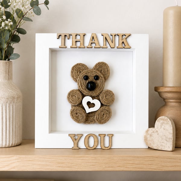 Personalised Teacher Thank You Gift Twine Bear Frame Nursery Leaving Present