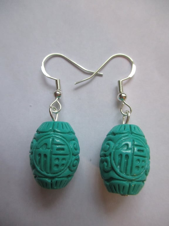 Fantastic Asian Vintage Decoration Gorgeous Stone Powder Craft Elegant Earrings