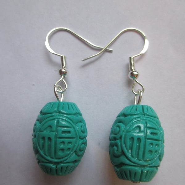 Fantastic Asian Vintage Decoration Gorgeous Stone Powder Craft Elegant Earrings