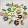 Crochet Flower Garland in Blues and White