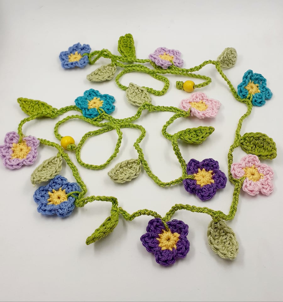 Crochet Floral Garland in Spring Colours