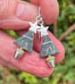 Silver and jade Christmas tree earrings - Image 2