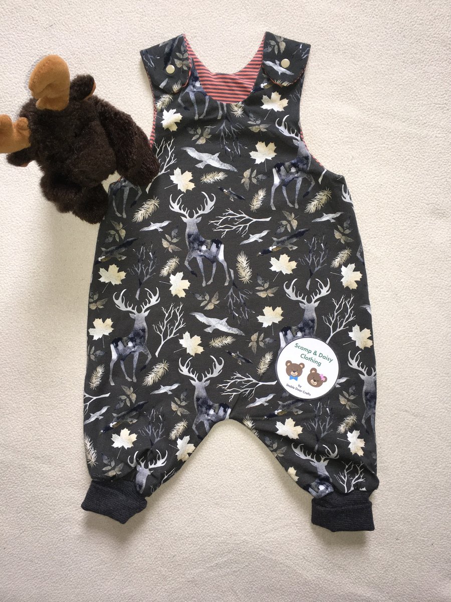 Age 6-9 month, Reversible romper dungaree