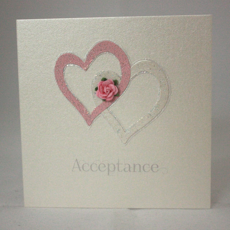 Joined hearts invitation acceptance card
