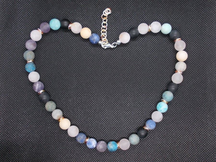 Frosted multi gem necklace
