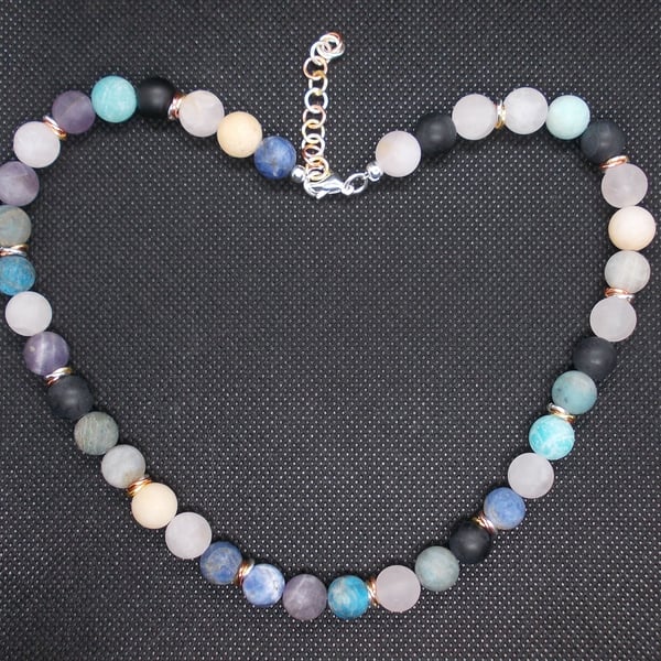 Frosted multi gem necklace