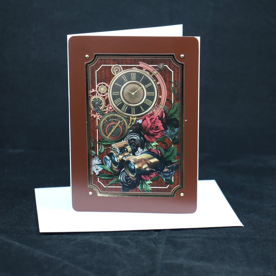 Binoculars Steam Punk greeting card