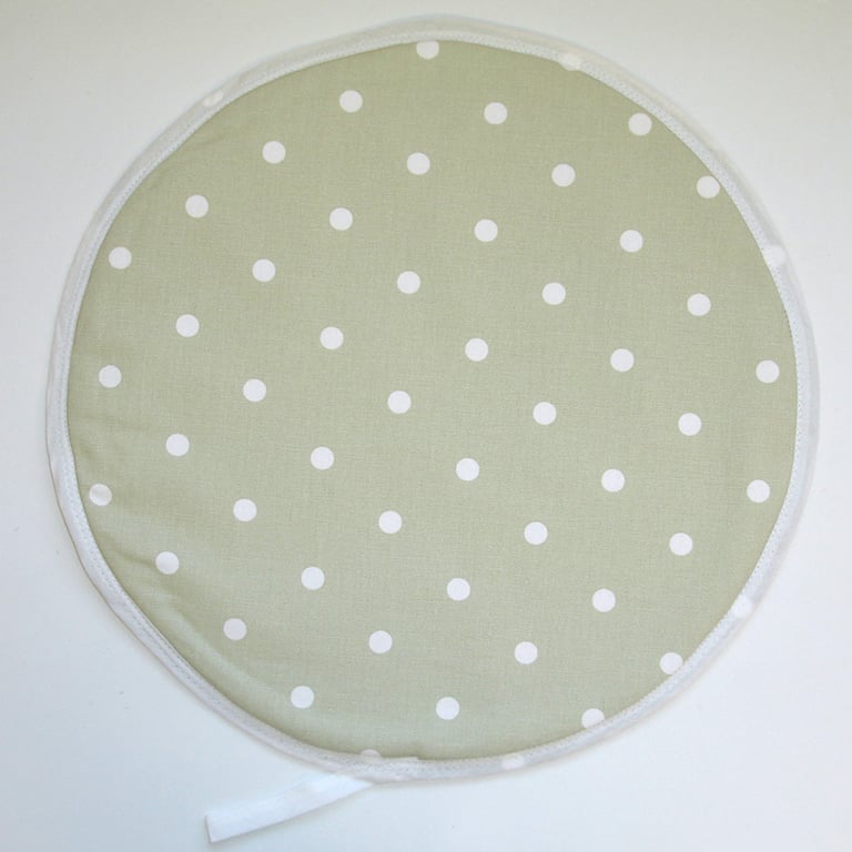 Aga Hob Lid Mats Pads Pair Hat Round Covers Surface Saver Green White Polka Dot