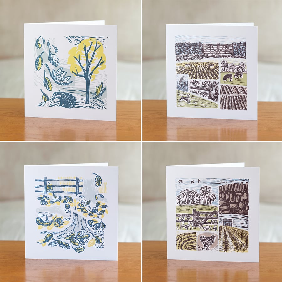 Pack of four greetings cards - Farm Yarns and Cover Story designs