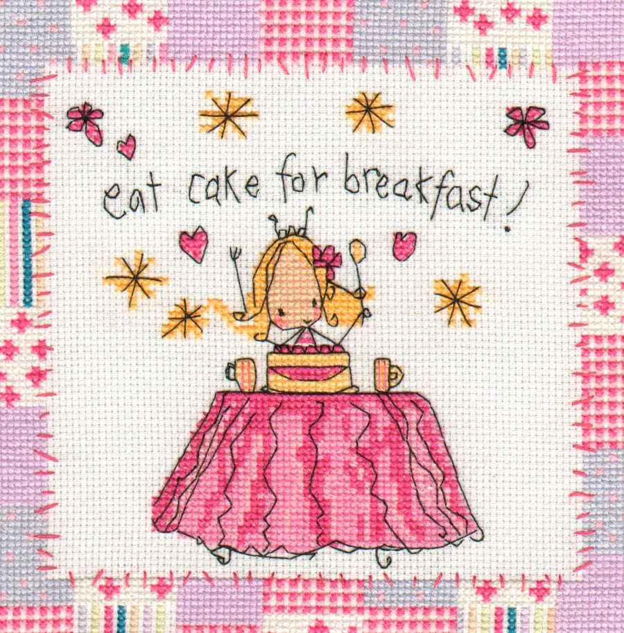 Juicy Lucy - eat cake for breakfast cross stitch kit.