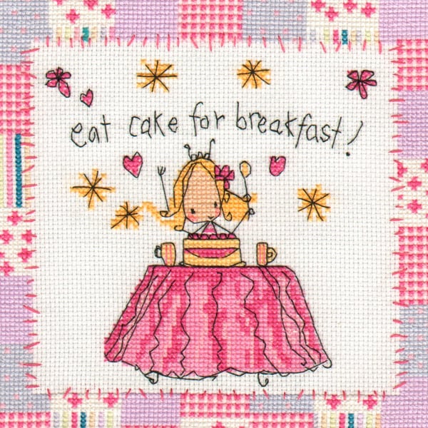 Juicy Lucy - eat cake for breakfast cross stitch kit.