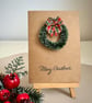 Mini tartan wreath Christmas card handmade winter holiday greeting farmhouse art - Image 1