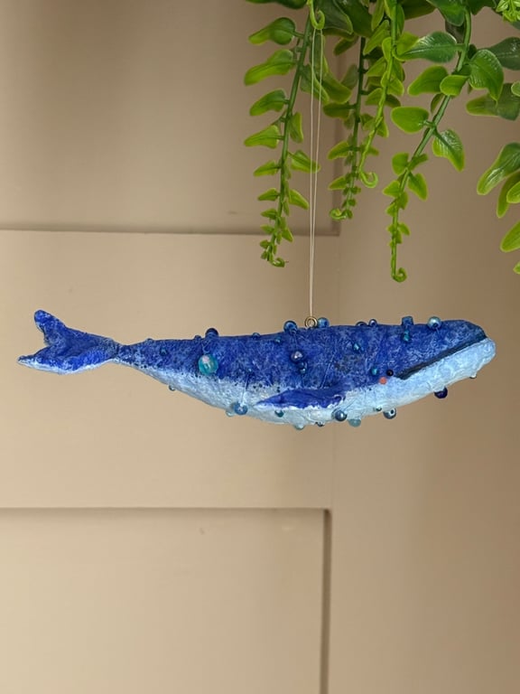 Spun Cotton Blue Whale Art Doll