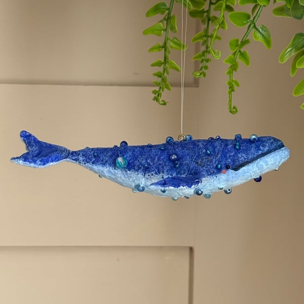 Spun Cotton Blue Whale Art Doll