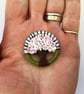 Cherry Blossom, Sakura, Dorset Button Brooch, Green, Pink, Brown, Blue - Image 3