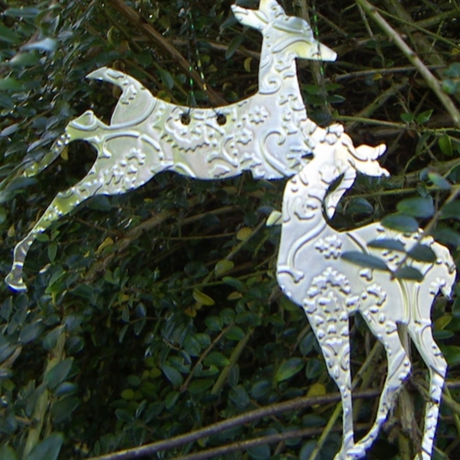 Art metal embossed reindeer Christmas decorations
