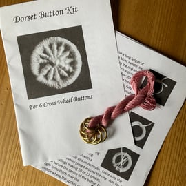 Kit to Make 6 x Dorset Cross Wheel Buttons, Dusty Pink, 15mm