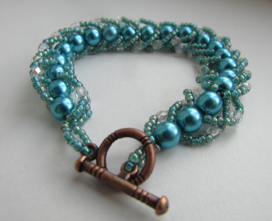 Turquoise Flat Spiral Weave Bracelet 