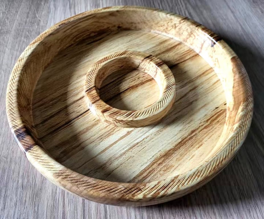 Beautiful unique spalted Beech snack and dip Platter 
